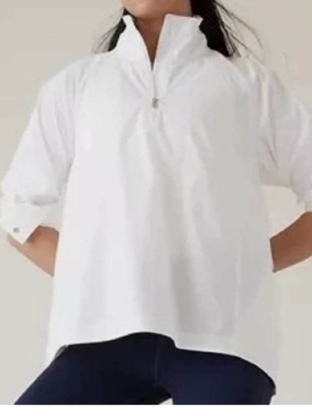 ATHLETA ' White Half-Zip Pullover Top with flowy fit! Beautiful!!! S
